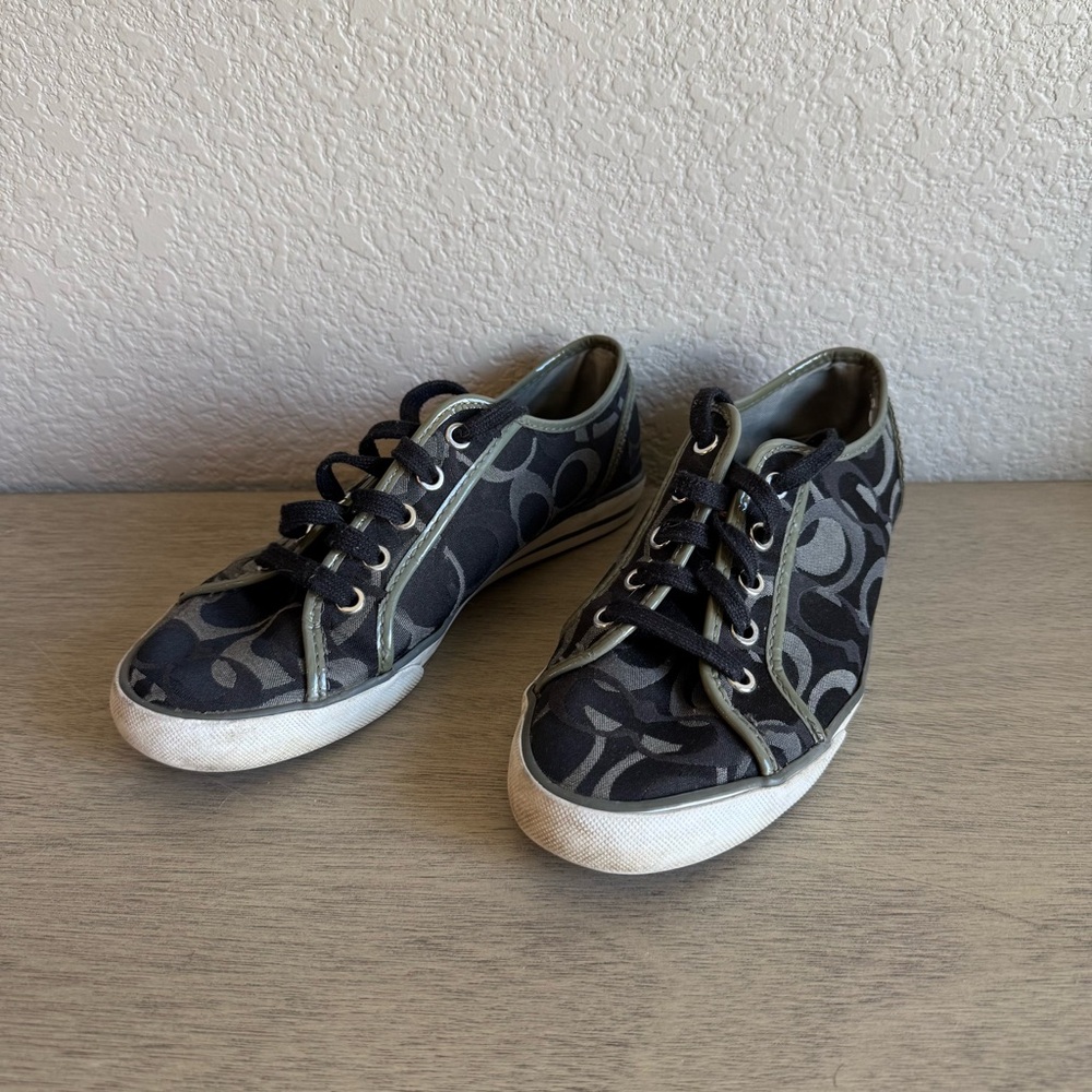 Coach Black and Gray Signature Canvas Sneakers